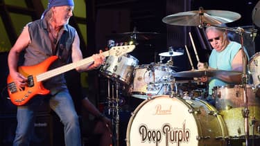 Roger Glover et Ian Paice, de Deep Purple, en concert à Las Vegas en août 2014