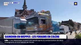 A Sainghin-en-Weppes: les forains protestent contre l'annulation de la fête foraine, 