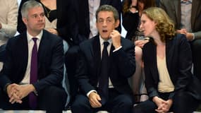 Laurent Wauquiez, Nicolas Sarkozy et Nathalie Kosciusko-Morizet, au congrès fondateur des Républicains, samedi.