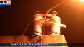 Des bonbonnes de gaz installées sur le toit de l'imprimerie VG Goossens à Marcq-en-Baroeul (Nord).