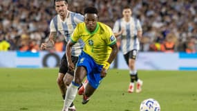 Vinicius Junior lors du match Argentine-Brésil (4-1, qualifications Coupe du monde 2026), le 25 mars 2025