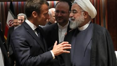 Emmanuel Macron et Hassan Rohani, le 27 septembre 2019, au siège de l'ONU.