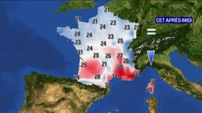 Les prévisions de températures pour le 1er août 2023.