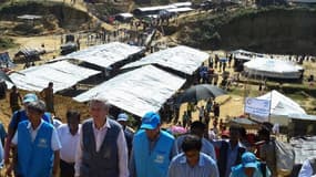 Le commissaire des Nations unies pour les réfugiés Filippo Grandi visite le camp de rohingyas au Bangladesh. 