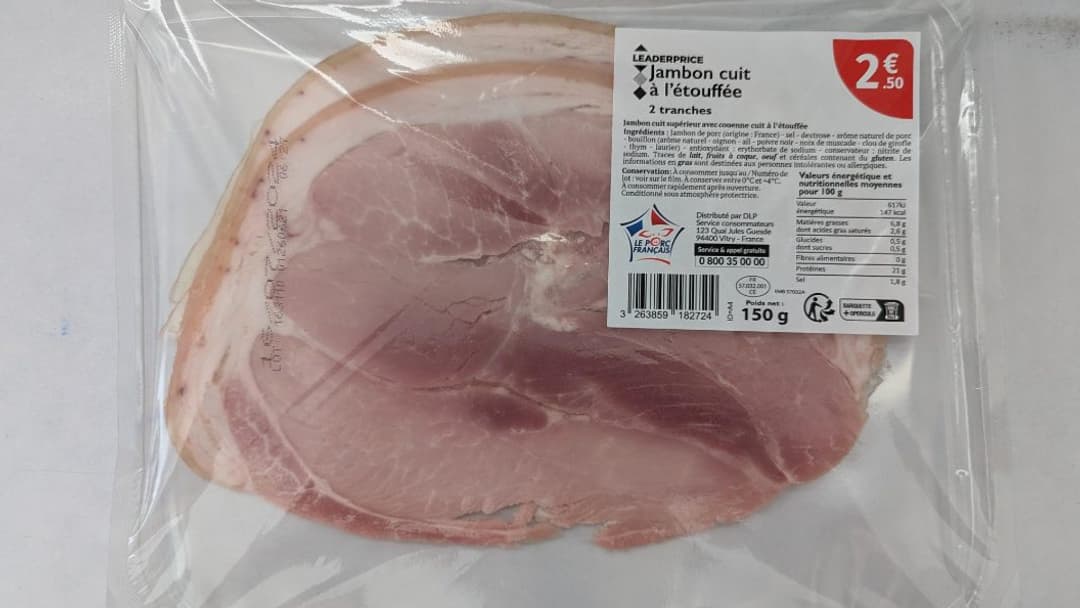 Cette barquette de jambon Leader Price est rappelée.