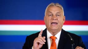 Le Premier ministre nationaliste de la Hongrie, Viktor Orban, le 22 octobre 2024 à Komarno, en Slovaquie 