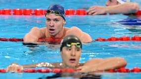Léon Marchand après sa demi-finale du 200 m quatre nages lors des JO de Paris, le 01/08/2024