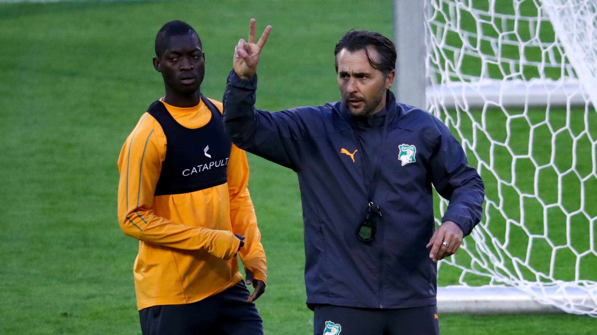 Patrice Beaumelle lors d'un entraînement de la Côte d'Ivoire en octobre 2020