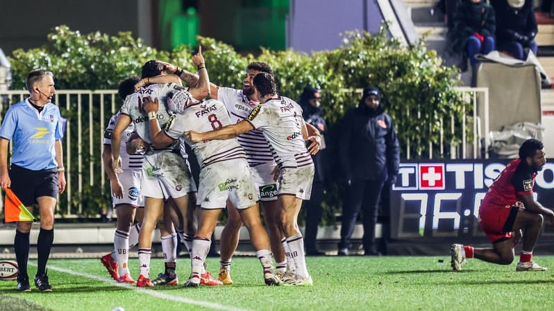 Nicolas  Depoortere célèbre son essai contre le RCT, le 4 février 2024