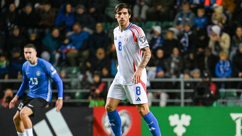 Sandro Tonali avec l'Italie pour les éliminatoires de la Coupe du monde 2026, 11 octobre 2025