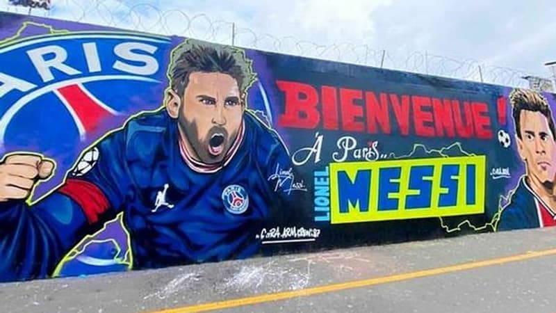 PSG: un street artiste dévoile une fresque de 18 mètres sur Messi