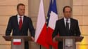 François Hollande (d.) avec le Premier ministre polonais Donald Tusk, lundi 28 janvier