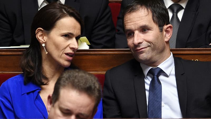 Aurélie Filippetti et Benoît Hamon à l'Assemblée nationale