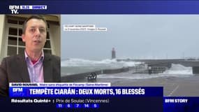 Tempête Ciarán: "Nous avons 500 foyers privés d'électricité ce soir", indique David Roussel, maire de Fécamp (Seine-Maritime)