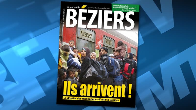 "Ils arrivent!". Le dernier numéro du Journal de Béziers manipule une photo de l'AFP pour semer la psychose sur la crise des migrants.