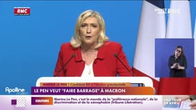 Présidentielle : Marine Le Pen veut "faire barrage" à Emmanuel Macron