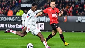 Jonathan David et Flavien Tait lors de Rennes-Lille, 4 février 2023