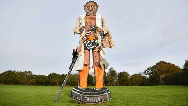L'effigie du producteur Harvey Weinstein à Edenbridge en Angleterre, le 1er novembre 2017