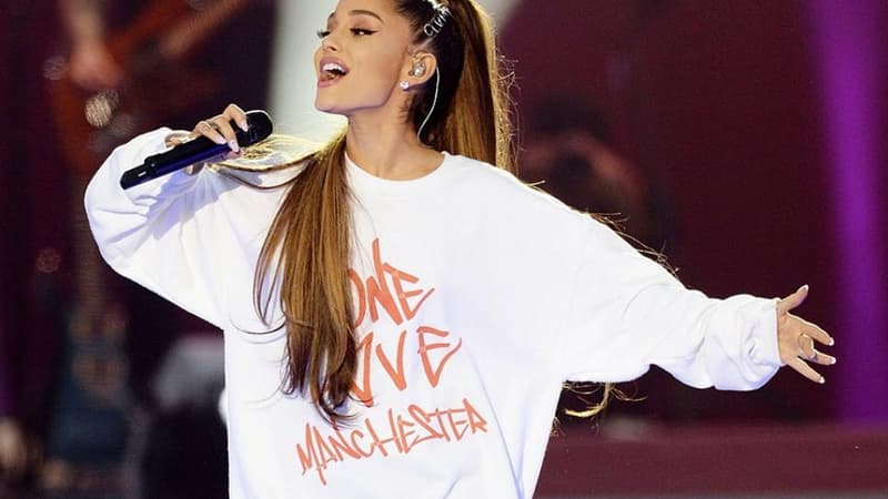 Ariana Grande lors de son concert en hommage aux victimes de l'attentat de Manchester, dimanche 4 juin 2017