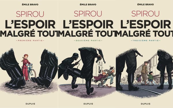Les couvertures des trois tomes de "Spirou - L'Espoir Malgré Tout"