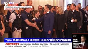 Emmanuel et Brigitte Macron rencontrent les "héros" d'Annecy à la préfecture