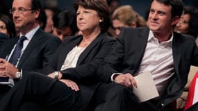 François Hollande, Martine Aubry et Manuel Valls lors de la primaire PS en 2011