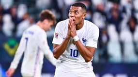 Kylian Mbappé lors de France-Belgique, à Turin le 7 octobre 2021