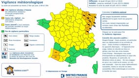 La carte de vigilance ne laisse que très peu place au vert.