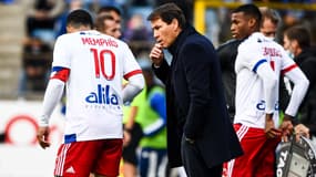 Memphis Depay et Rudi Garcia, à Strasbourg le 18 octobre 2020
