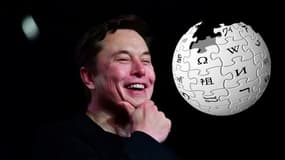Elon Musk et le logo de Wikipédia.