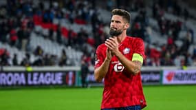 Olivier Giroud après la victoire de Lille contre Brann (2-1, Ligue Europa), le 25 septembre 2025