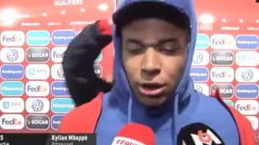 Kylian Mbappé en zone mixte