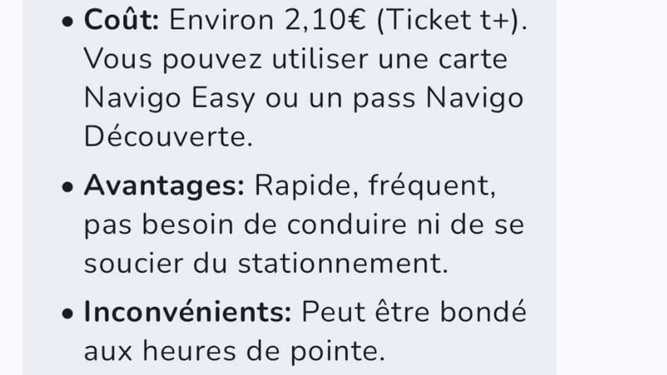 L'IA de Google propose plusieurs options pour arriver à l'Arc de Triomphe.