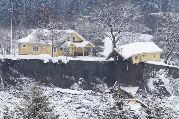 Le glissement de terrain en Norvège à Ask, le 1er janvier 2021.