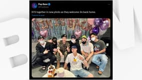 Les retrouvailles de Jin avec les autres membres de BTS, le mercredi 12 juin 2024