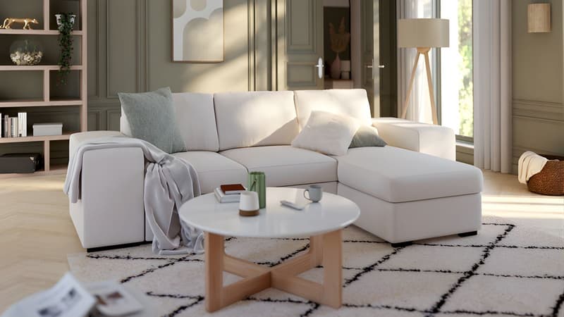 Un canapé d’angle convertible  3 places à moins de 600 euros ? Merci les soldes Conforama ! 