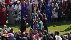 Le roi Charles III et la reine consort Camilla lors de leur première Garden Party le 3 mai 2023.