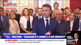 Annecy: Emmanuel Macron rend hommage à "ceux qui sont intervenus avec beaucoup de courage pour s'interposer, sans se poser de questions"