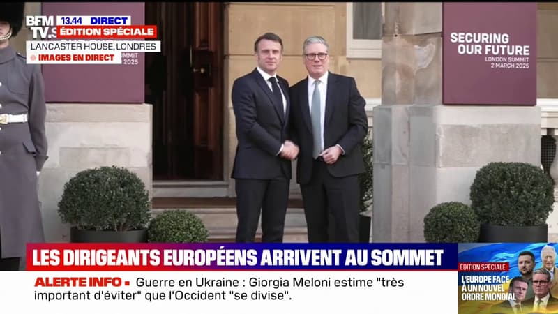 Sommet de Londres: Emmanuel Macron arrive à Lancaster House pour s'entretenir avec Keir Starmer