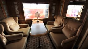 L'intérieur de l'Orient Express, où se déroule l'histoire du roman Le Crime de L'Orient Express, d'Agatha Christie