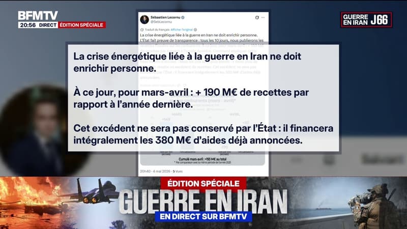 Sur X, Sébastien Lecornu affirme que "la crise énergétique liée à la guerre en Iran ne doit enrichir personne"