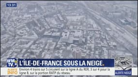 L'Île-de-France enneigée vue du ciel