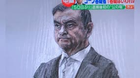 Carlos Ghosn comparaissait ce mardi devant le tribunal de Tokyo, sa première apparition en public depuis son arrestation le 19 novembre. Le voici représenté lors de son audience.
