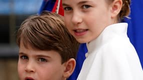 Le prince Louis et la princesse Charlotte lors du couronnement du roi Charles III, le 6 mai 2023.