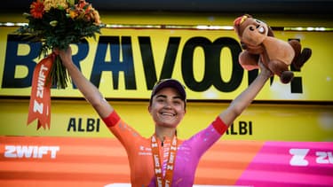 L'Allemande Ricarda Bauernfeind, victorieuse de la 5e étape du Tour de France Femmes le 27 juillet 2023 à Albi