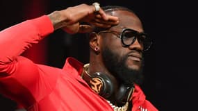 Deontay Wilder lors d'une conférence de presse avant son troisième combat contre Tyson Fury en octobre 2021