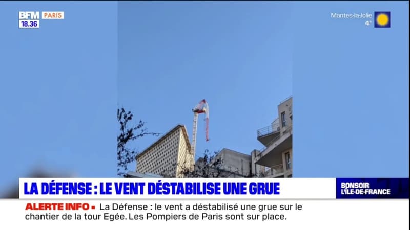 La Défense: une grue déstabilisée par le vent, un périmètre de sécurité mis en place