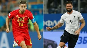 Le Belge Eden Hazard et le Français Olivier Giroud.