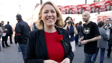 Danielle Simonnet, candidate du Front de gauche à Paris, dimanche avant son meeting.