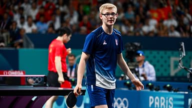 Le pongiste français Félix Lebrun balayé par le Chinois Fan Zhendong aux JO de Paris, août 2024